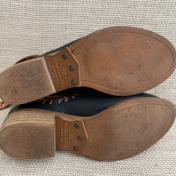 Musse and Cloud All Leather Wrap Around, Ankle Boots, Navy, Brown, Ladies 6 - Picture 10 of 10